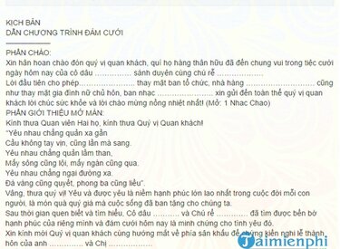 Kịch bản MC đám cưới hiện đại và lời dẫn chương trình đám cưới hấp dẫn
