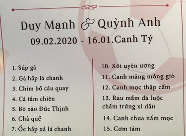 Thực đơn đám cưới miền nam và miền tây hoàn hảo