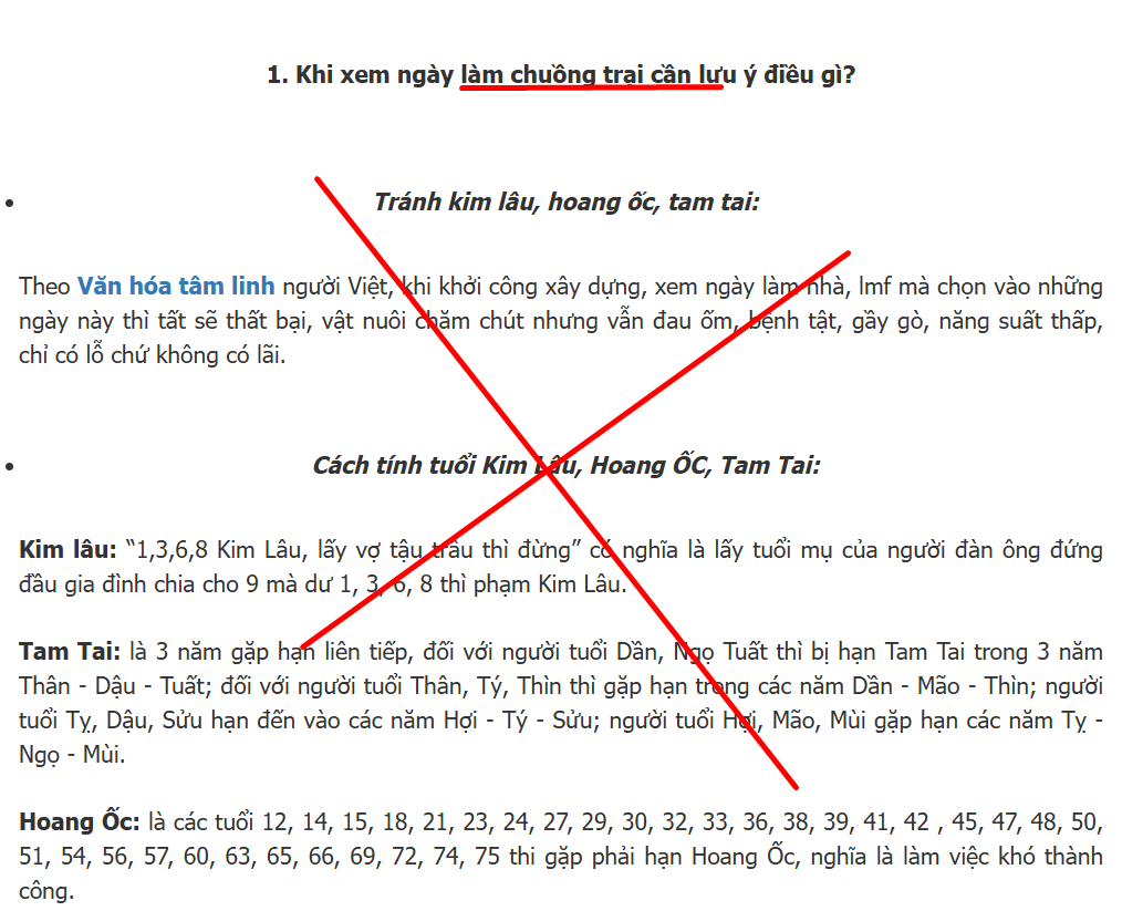 Sai lầm khi xem ngày làm chuồng heo